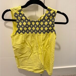 J. Crew Yellow Graphic Tank Top with Blue Accents